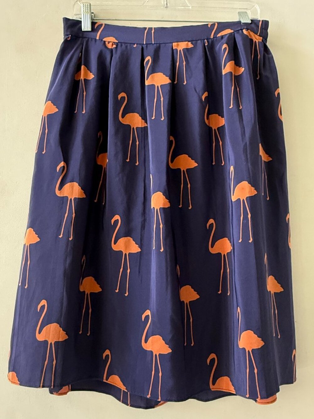 Charlotte by Charlotte Taylor 100% Silk Flamingo Midi Skirt Size 8 Ink Orange